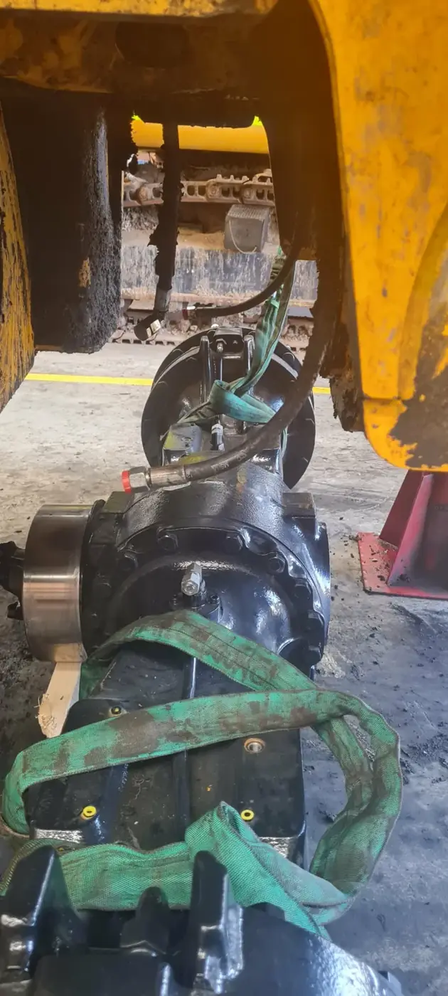 Final drive and axle going back into the machine