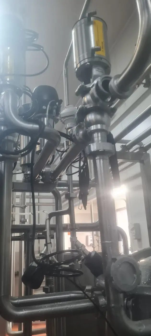 Hygienic process valves on a food processing line