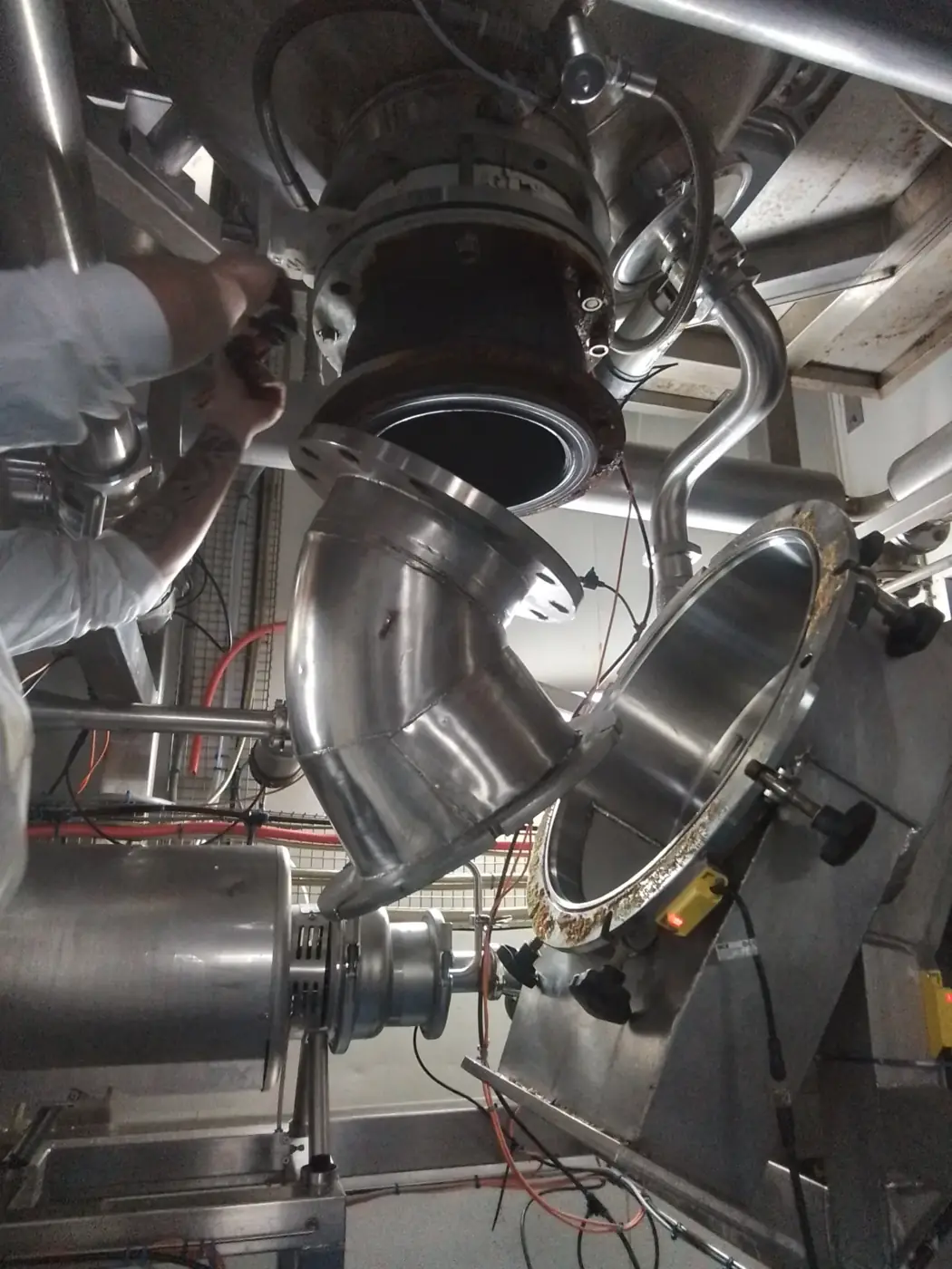 Process pipework opened up for maintenance