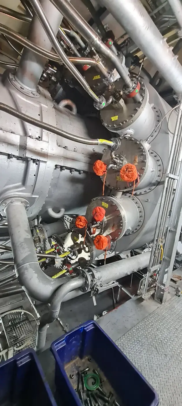 Pipework opened up with FME covers fitted